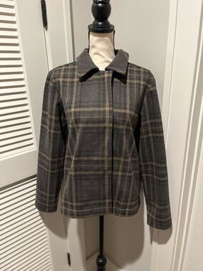 Banana Republic Gray Plaid Wool-Blend Blazer Jacket
